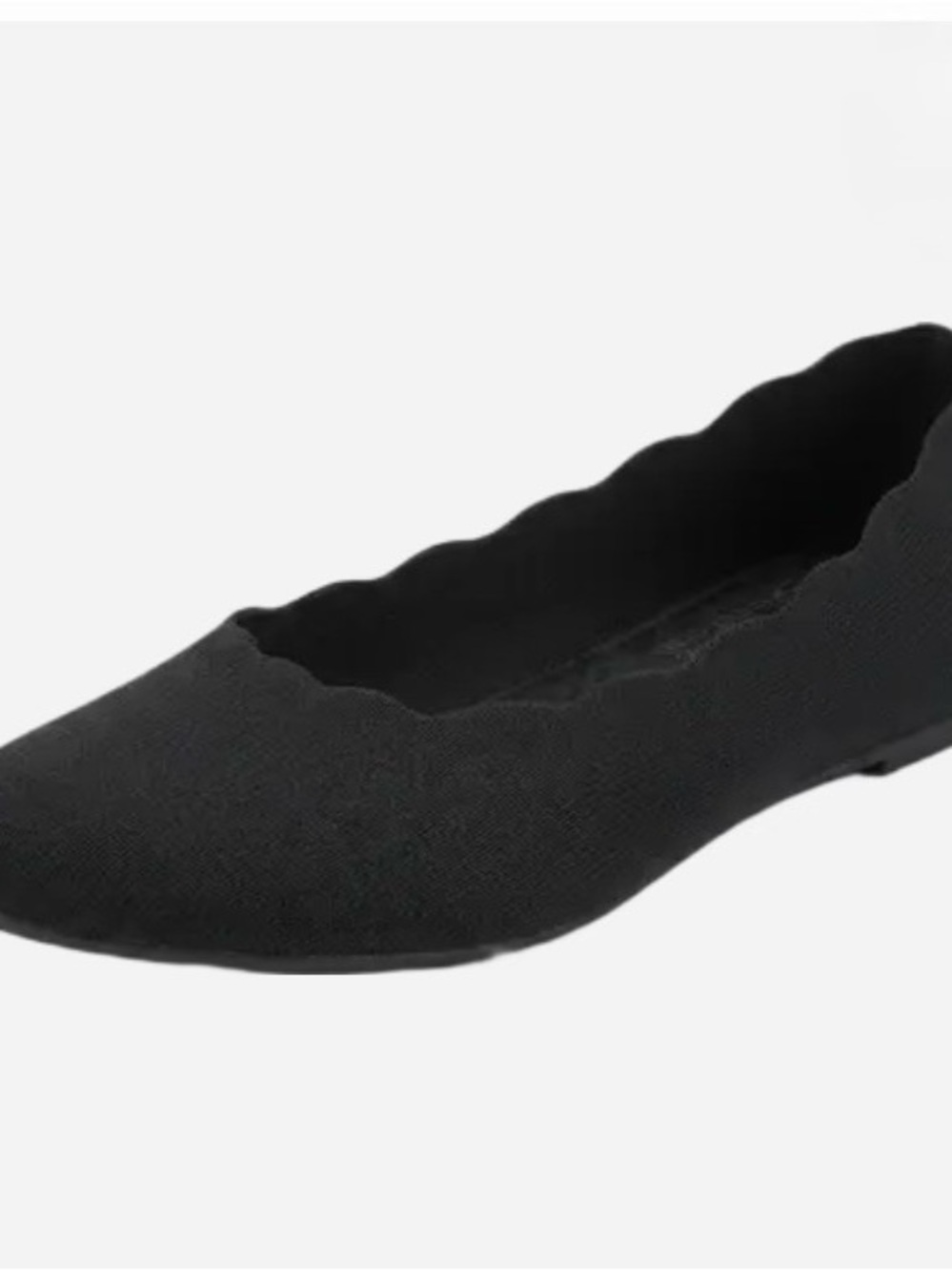 Skechers Black Scalloped Slip-On Ballet Flat